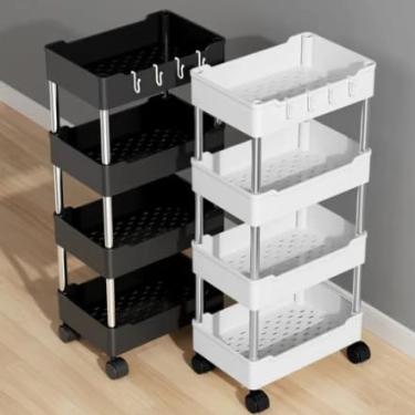 Imagem de Armário Carrinho Organizador Multiuso Com 4 Camadas Com Rodinhas Cozinha Banheiro Quarto Lavanderia (P,Aleatorio)