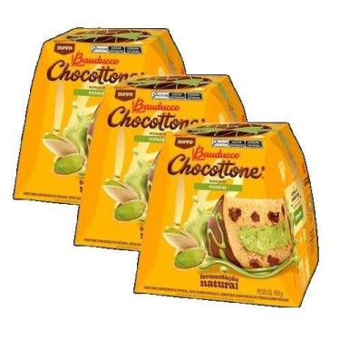 Imagem de kit 3 Panetone Bauducco Chocottone Maxi Pistache 450g