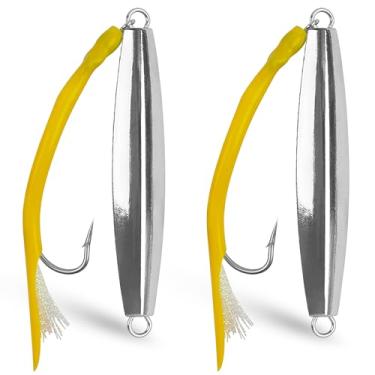 Imagem de Diamond Jig Isca de pesca de água salgada, 2/3 peças de colheres de fundição com cauda de tubo dividido, risca, baixo liso, gabarito de metal para pesca de surfe, fundo saltitante, fundição, água