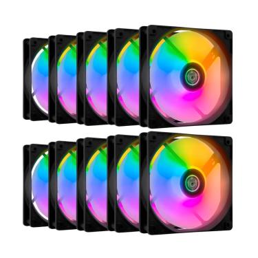 Imagem de Kit 10 Fans TGT Striker Rainbow 120mm - TGT-STK10-BLRBW