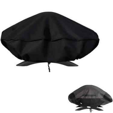 Imagem de Capa de churrasqueira a carvão, capa de churrasqueira para panela de carvão Weber, adequada para churrasqueiras pequenas ou de mesa, preta