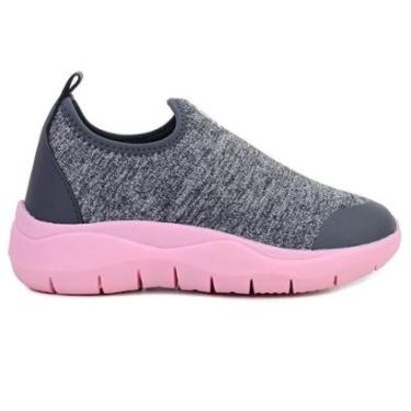 Imagem de Tenis Infantil Menina Novope Calce Facil Cinza e Rosa 80001-Feminino