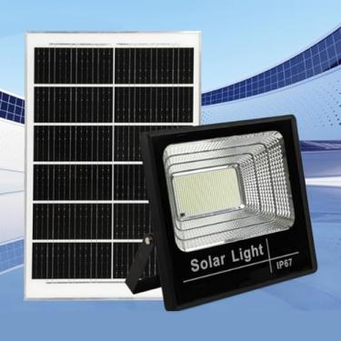 Imagem de HYZHANHONG Luzes Solares Flood de 10-200W com Comando Remoto, Holofote Solar à Prova de Água IP67 para Jardim, Quadra, Armazém - Soluções de Iluminação Energética Eficiente,80W