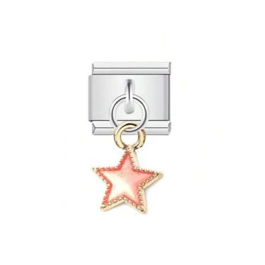 Imagem de Pulseira italiana berloques de aço inoxidável 9 mm elo módulo DIY joias lua e estrela, Small, Aço inoxidável, Zircônia cúbica