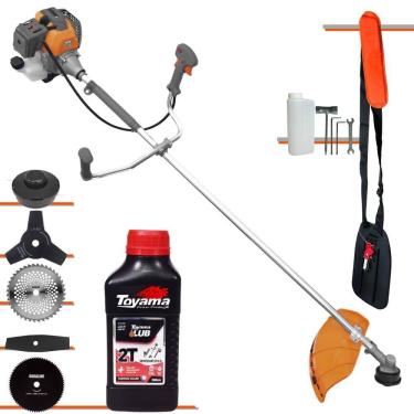Imagem de Roçadeira Multifuncional Tekna RL520P À Gasolina 52cc 2HP 10.000rpm Com Carretel de Nylon + Kit 4 Lâminas de Corte + ÓLEO TOYAMA FG50 2 Tempos