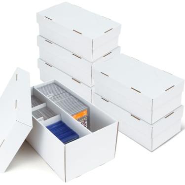 Imagem de MnnktClair Pacote com 6 caixas de armazenamento de cartões colecionáveis graduadas – 2 fileiras, caixas de papelão divididas para armazenamento de cartões esportivos, compatível com PSA/GMA/CSG/SGC