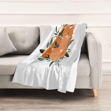 Imagem de Wassud Cobertores e mantas de Natal 152 x 228 cm laranja árvore de Natal cobertor para sofá, cobertor quente aconchegante de lã de pelúcia para cama, sofá, cadeira, decoração de casa