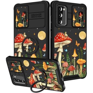 Imagem de Funermei Capa para Samsung Galaxy S20 FE - Capa de telefone feminina bonita feminina estética cogumelo lua design exclusivo com capa de câmera e suporte de anel Funda para Samsung S20 FE