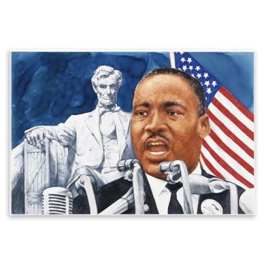 Imagem de Stupell Industries Arte de placa de parede de retrato de discurso americano dos anos 1960, design por Wind River Studios, 13 x 19