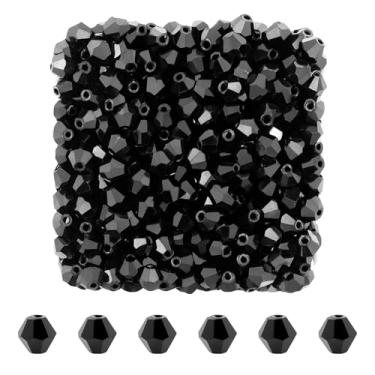 Imagem de Mandala Crafts Contas de cristal bicone preto de 6 mm – 500 contas de vidro facetadas para fabricação de joias, suprimentos de contas, artesanato DIY, pulseiras, colares, brincos e contas