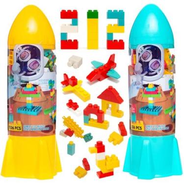 Imagem de Kit 2 Foguetes Educativos 212 Blocos Leg Colorido Encaixar e Montar Cr