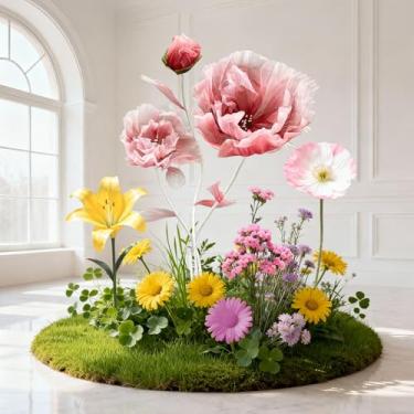 Imagem de Decoração de flores de seda artificial, flores gigantes de 1,5 m para decoração de fundo de casamento, grande vitrine de loja, adereços de fotografia, enorme flor falsa com hastes e base em pé