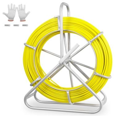 Imagem de Teodute Fita de peixe de fibra de vidro 6 mm 500 pés, extrator de fio de fita de peixe, cabo de fita de peixe elétrico com suporte de bobina de aço, ferramentas de pesca para paredes e conduítes