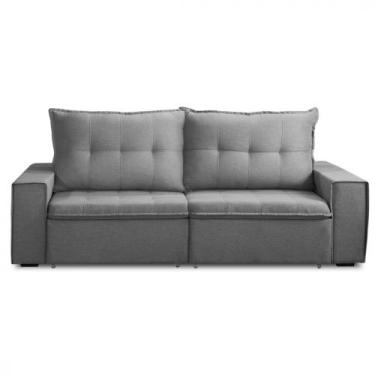 Imagem de Sofá Retrátil Reclinável Valentino 2,10m Linho Star Confort, Cinza