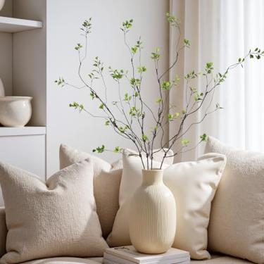 Imagem de Uqueeten Ramos de ficus artificiais de outono, 47,2 cm, caules artificiais de outono, galhos, folhas falsas, galhos de eucalipto, para o dia de Ação de Graças, outono, casa, escritório, casamento