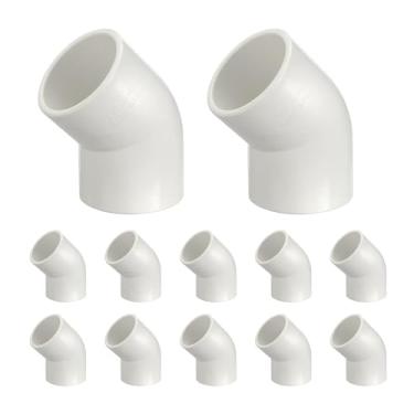 Imagem de DTGN 12 peças de encaixe de PVC de cotovelo de 45° de 45°, encaixe de tubo de PVC de grau de mobiliário bidirecional SCH40, conector de cotovelo de canto DIY para móveis de construção, conexão de