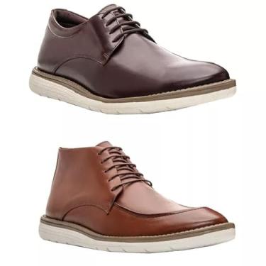 Imagem de Kit Sapato Social Masculino em Couro Legítimo, Confortável, Palmilha Ortopédica (Marrom/Conhaque, BR, Adulto, Numérico, 43)