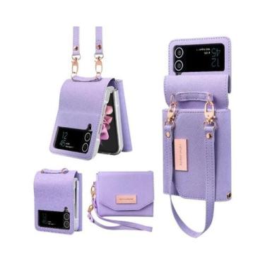 Imagem de Capa De Couro Para Samsung Galaxy Z Flip 4 3 5 6 7 Com Alça De Mão Da 