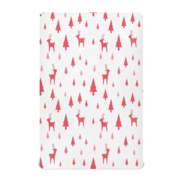 Imagem de Qilmy Lençóis de berço de rena vermelha de Natal, macio e respirável, de microfibra elástica, lençol com elástico para meninos e meninas, 132 x 71 cm, capa de colchão infantil portátil