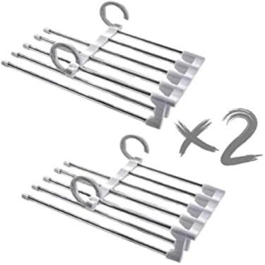 Imagem de Cabide Para Calcas Em Inox Com 5 Divisorias Multifuncional