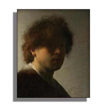 Imagem de OKRA Rembrandt Canvas Wall Art - Auto-retrato com cabelo despenteado - Decoração de casa - Adequado para restaurantes, cafés e academias. Sem moldura. 12 x 16 pol/30 x 40 cm