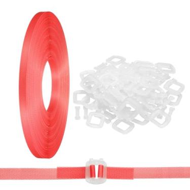 Imagem de PATIKIL Kit de cintas de fita de embalagem de plástico de 110 jardas, alça de embalagem com 50 peças de fivelas transparentes, ferramenta de bandagem universal para caixas de papel, itens de madeira