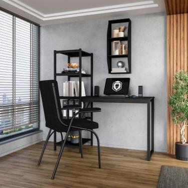 Imagem de Home Office Fit Com Prateleira Preto 4