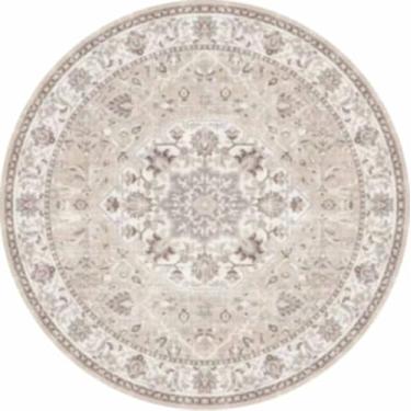 Imagem de Tapete de área redondo lavável de 2,4 m - tapete macio oriental antiderrapante para sala de estar, tapete resistente a manchas para quarto, sala de jantar, casa de fazenda, desgastado, fino, decoração