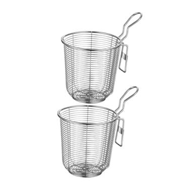 Imagem de POPETPOP Coador de panela quente de aço inoxidável 304 com gancho, escorredor de macarrão de malha fina, 2 peças de utensílios de cozinha para macarrão ramen e fritura profunda