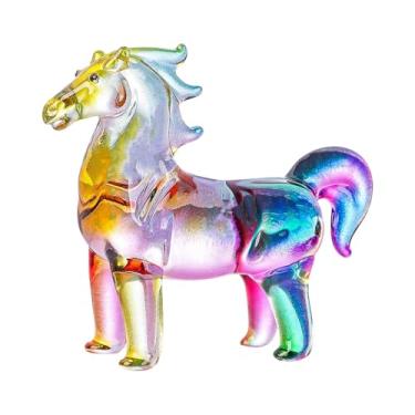 Imagem de Wswqop Estatueta de Cavalo de Vidro Colecionável, Escultura de Animal Realista para Quarto, Sala de Meditação, Escritório, Sala de Estar, Colorida