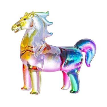 Imagem de Fenteer Estatueta de Cavalo de Vidro Realista Colecionável para Escritório, Sala de Estar e Presente Memorial, Colorida