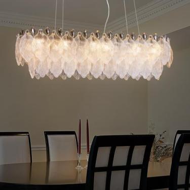 Imagem de Pendente Vidro Cristal Branco 12xe14 Cromado, Luxo, Moderno