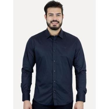 Imagem de Camisa Colcci Masculina Slim Fit Básica Logo Azul Marinho-Masculino