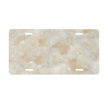 Imagem de Placa de Mármore em Ouro Branco para a Frente do Carro Placas de Carro Alumínio Metal Adequado para Caminhão Placa de Porta de Carro Bar Café Acessórios Automotivos para Homens Mulheres 15 x 30 cm