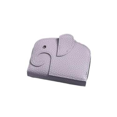 Imagem de Carteira feminina de couro genuíno com dobra dupla/tripla - Suporte minimalista para cartão de crédito com bloqueio de RFID e bolso para moedas, Roxa, Casual