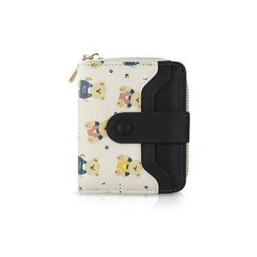 Imagem de WisePoint Carteira de cartão de crédito, carteira feminina dobrável com porta-cartões fofa com vários compartimentos para cartões, carteira de cartão de poliuretano para compras, passear com cães