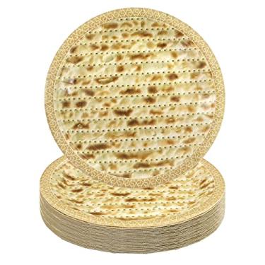Imagem de Pandecor 50 peças de pratos de papel descartáveis com design matzah, pratos de sobremesa de bolo de 18 cm para páscoa