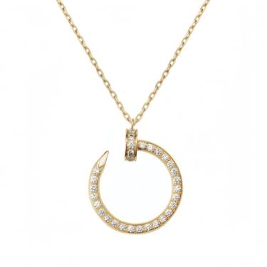 Imagem de Necirhuk Colar de casal banhado a ouro 18 K, design elegante, presente de joia de dia dos namorados, elegante colar de unha de ouro para mulheres, corpo do pai, 45CM, Latão banhado a ouro, Zircônia