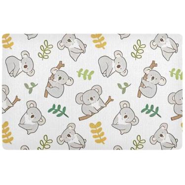 Imagem de TSENQUE Tapete de porta interior com folha de urso coala de desenho personalizado para cães, grande, impermeável, tapete para porta da frente, entrada externa, 81 x 50 cm