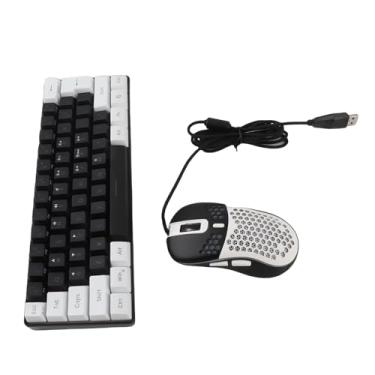 Imagem de Generic Teclado para Jogos Iluminado RGB para Tablet e Laptop, Sensação Mecânica Com Mouse para Jogadores e Funcionários de Escritório (Moldura Branca Central Preta)