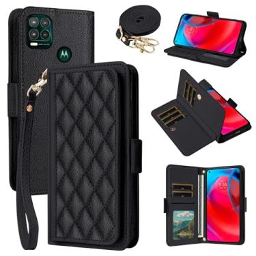 Imagem de Dibosom Capa carteira para Motorola Moto G Stylus 5G 2021 Argyle com alça de pulso/ombro, compartimentos para cartões, suporte para cartão, minimalista, capa de celular acolchoada para GStylus G5