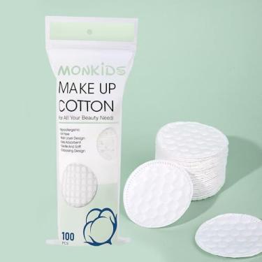 Imagem de 100 peças de almofada de algodão redonda macia e respirável com textura dupla face é usada para limpeza facial diária e remoção de maquiagem