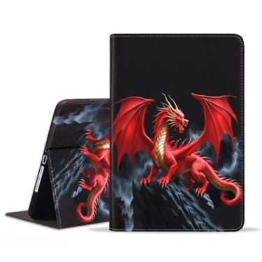 Imagem de FVAENDHIO Capa para Samsung Galaxy Tab A11 Plus/ A11+ 27.9 cm 2025 / A9+/A9 Plus 2023, capa protetora de couro, capa inteligente com suporte ajustável para despertar/hibernar, dragão vermelho