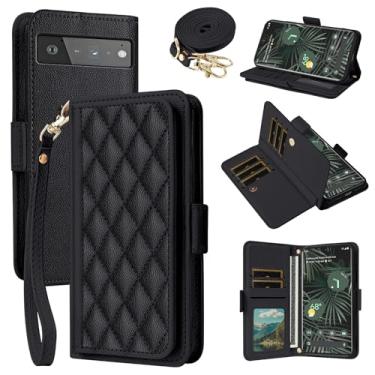 Imagem de Dibosom Capa carteira para Google Pixel 6 Pro Argyle com alça de pulso/ombro compartimentos para cartões, bolsa flip, capa de celular acolchoada minimalista para Pixel6Pro Pixel6 XL 6XL Pixle 6Pro 5G