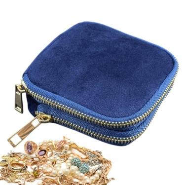 Imagem de Saco De Joias Em Veludo - Bolsinho Portátil De Veludo Com Fecho De Correr E Dupla Camada Para Anéis | Organizador De Joias De Viagem,Para Anéis Mulheres Armazenamento Doméstico Férias Necessaire