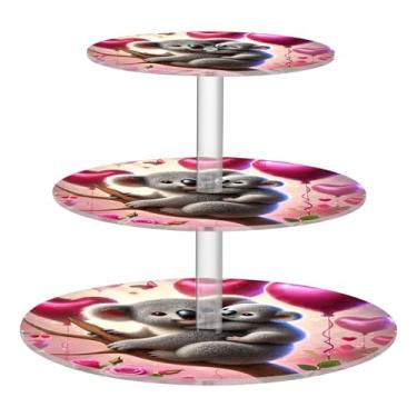 Imagem de Suporte de cupcake para festa de chá, 3 níveis, romântico, coala, árvore do amor, torre de cupcake, personalizado, aniversário, casamento, servir, donuts, suporte para sobremesa, suprimentos de mesa