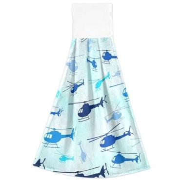 Imagem de Joisal Toalhas de mão suspensas com luz azul plana para cozinha conjunto de 2 toalhas de banheiro absorventes macias, decoração de banheiro de cozinha fofa 47 x 35 centímetros