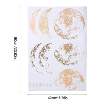 Imagem de GLOGLOW Adesivo de Parede Decalque, Material de PVC, 23,62 X 15,75 pol., Adesivos Removíveis para Quarto, Decoração de Sala de Estar Parede Dourada Fase da Lua Nan