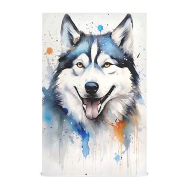 Imagem de Joisal Toalha de mão de chá linda pintura em aquarela toalhas de prato de cachorro do Alasca para cozinha decorativa para secar pratos reutilizáveis absorventes 45 x 71 cm, pacote com 4