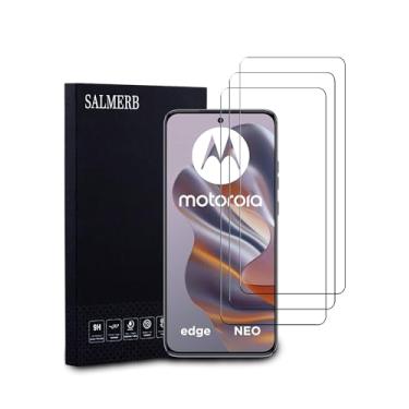 Imagem de SALMERB Pacote com 3 protetores de tela para Moto Edge 60 Neo cobertura total, antiarranhões, alta transparência, anti-impressões digitais, sem bolhas, vidro temperado premium